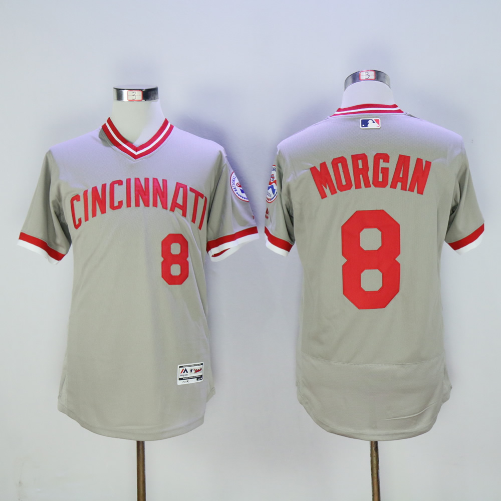 Men MLB Cincinnati Reds 8 Morgan grey throwback 1976 jerseys
